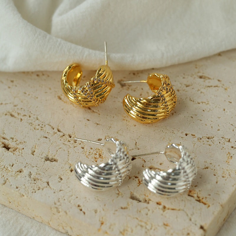 Zirconia Gold C Earrings