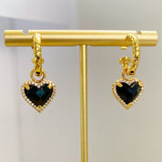 Black Bella Heart Pendant CZ  Earrings & Necklace Set (US)