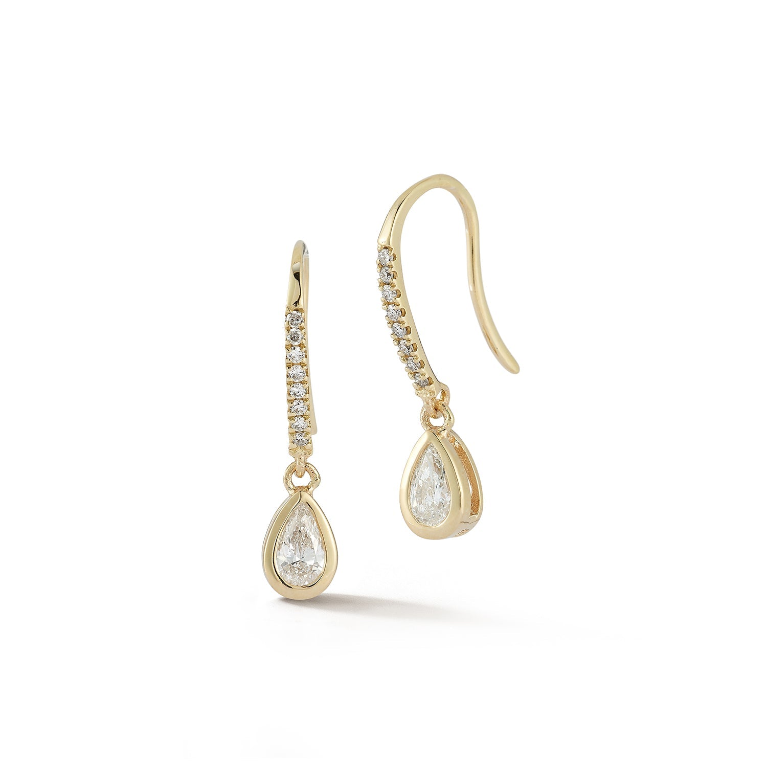 14kt Pear Diamond Drop Earrings