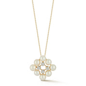 14kt Pearls and Diamond Cluster Necklace