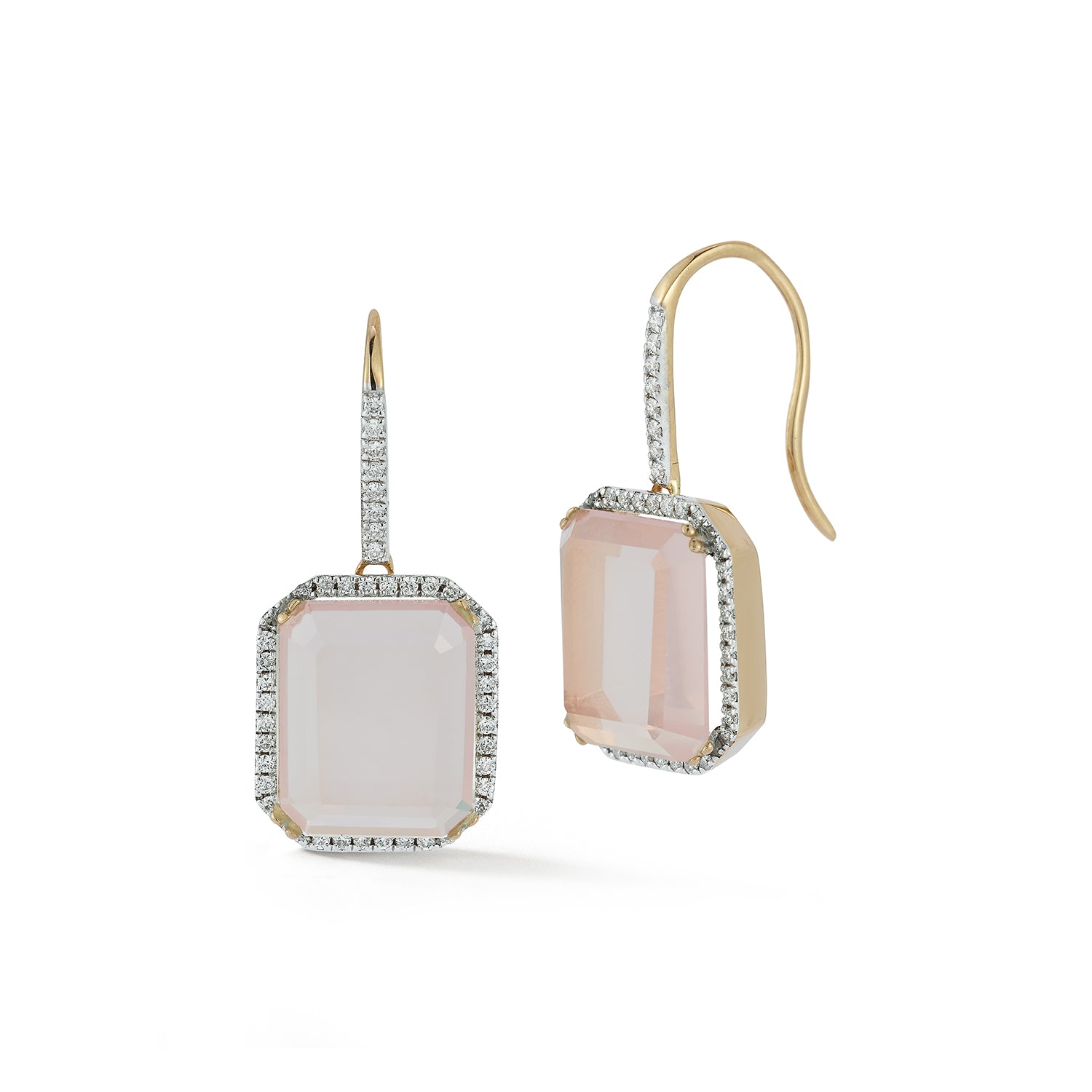 14kt Pink Topaz and Diamond Tabletop Earrings