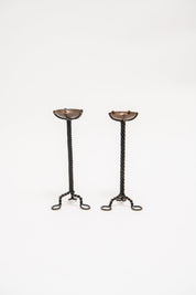 ANONYMOUS, PAIR OF METAL CANDLESTICKS, C. 1950