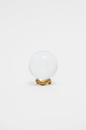 ITALIAN, CRYSTAL BALL WITH BRASS STAND, C. 1960