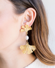 Pearl Ginkgo Earrings