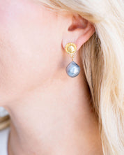 Grey Baroque Pearl Drop Earrings