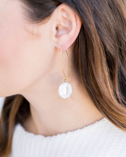 Coin Pearl Threader Earrings