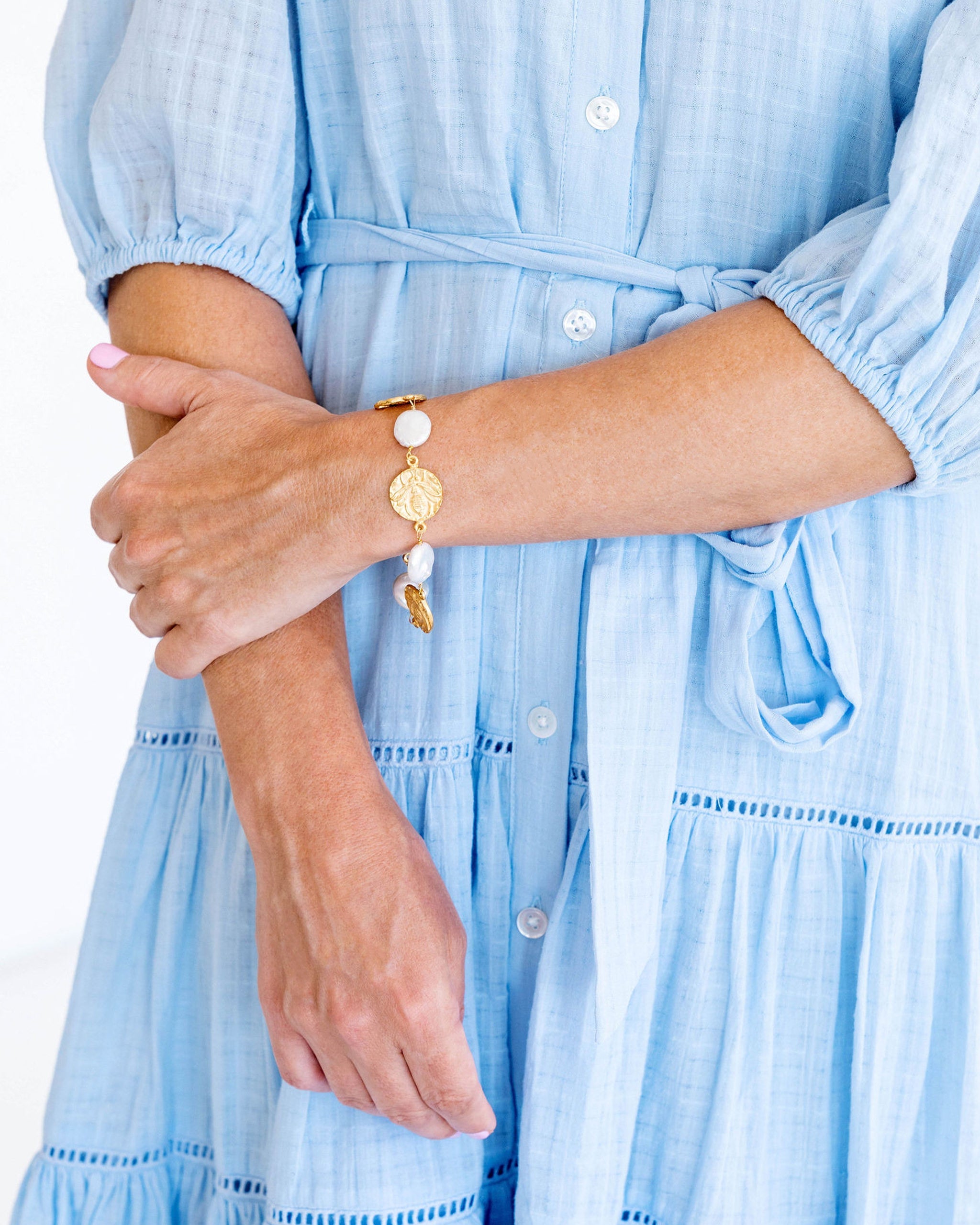 Bee + Coin Pearl Bracelet