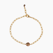 Chocolate Keshi Pearl Paperclip Bracelet