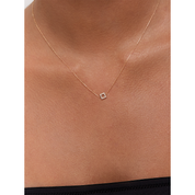 14kt Gold Mini Diamond Square Necklace