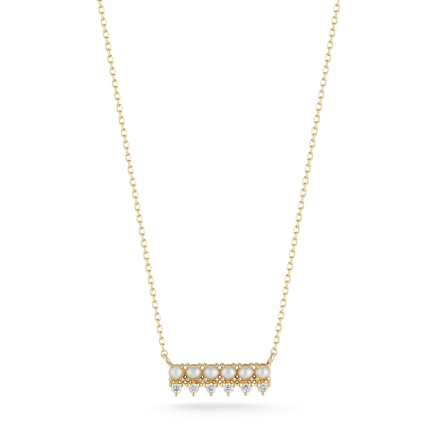 The Little Things Pearl and Diamond Horizontal Bar Necklace