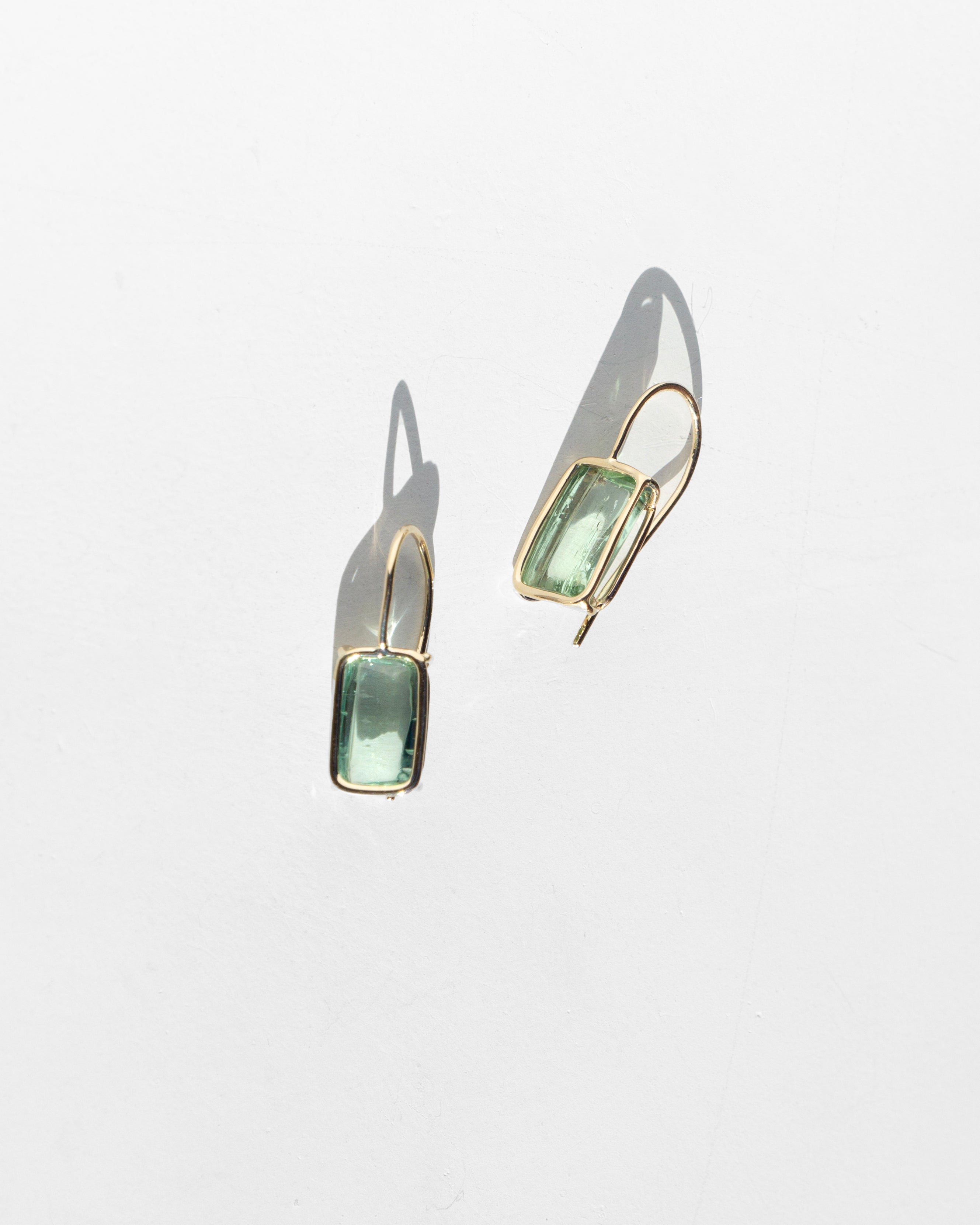 14K Green Tourmaline Floating Drop Earrings