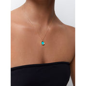 14kt Turquoise Diamond Dot Coin Necklace