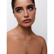 14kt Turquoise Diamond Dot Coin Necklace