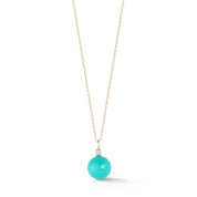 14kt Gold Turquoise and Diamond Dot Necklace