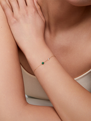 14kt Gold Malachite and Diamond Dot Bracelet