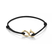 14kt Bent Nail on Black Nylon Cord Bracelet