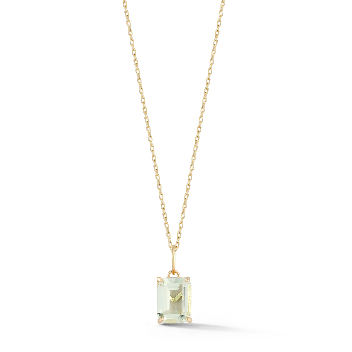 14kt Emerald Cut Green Amethyst Necklace