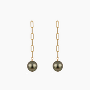 Tahitian Pearl Paperclip Stud Earrings