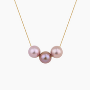 Floating Triple Multicolor Pink Pearl Necklace