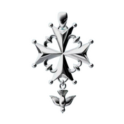 Huguenot Cross Pendant Sterling Silver