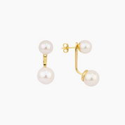 Double White Pearl Ear Jacket Earrings