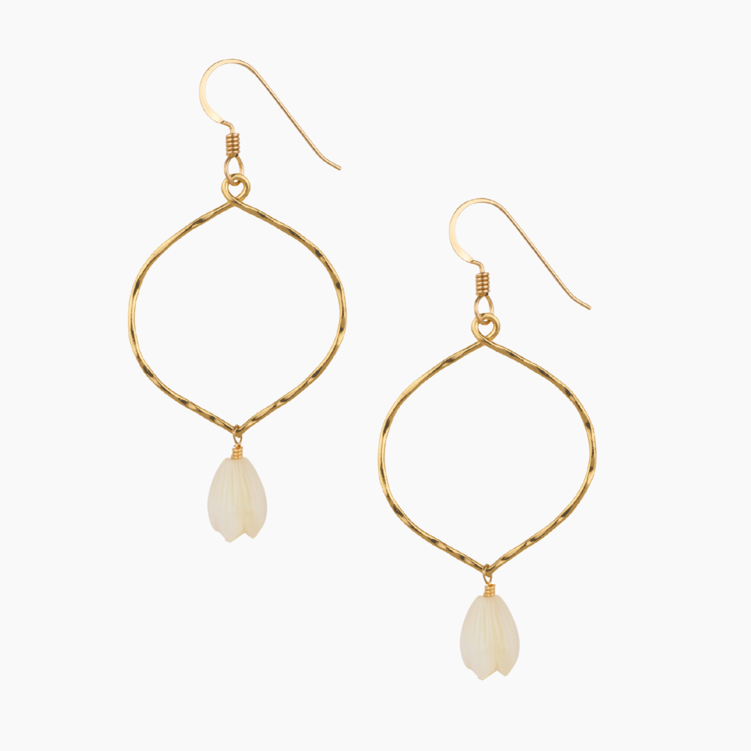 Lotus White Pikake Earrings