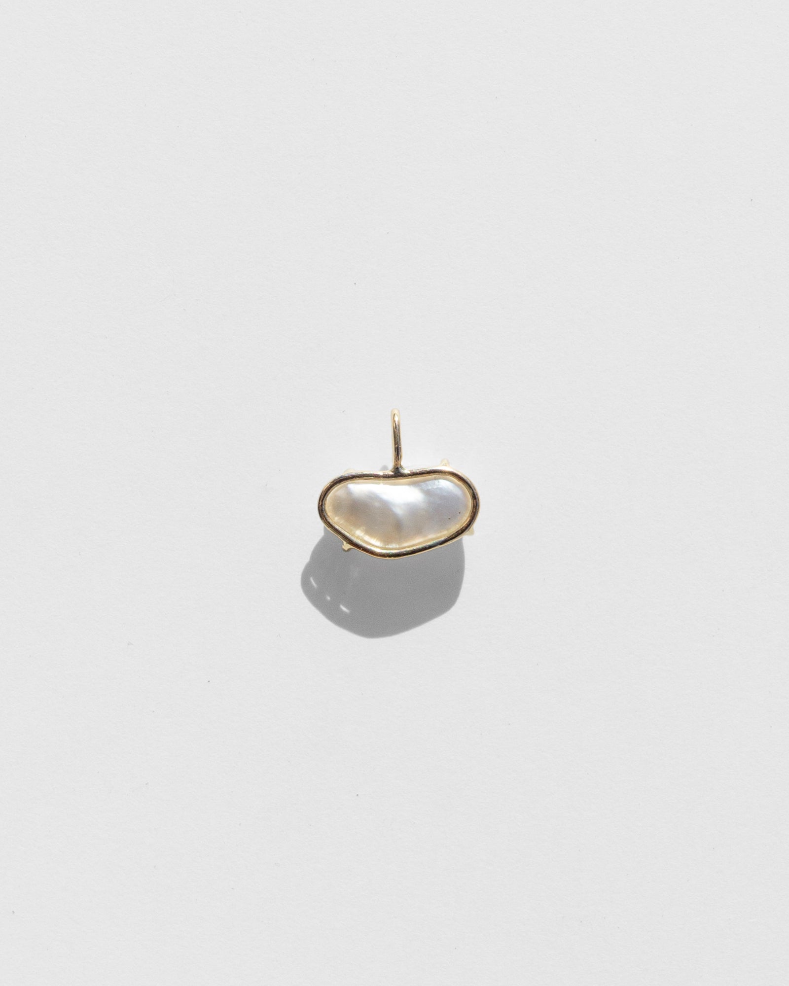 14K Floating White Keshi Pearl Bone Chain Pendant