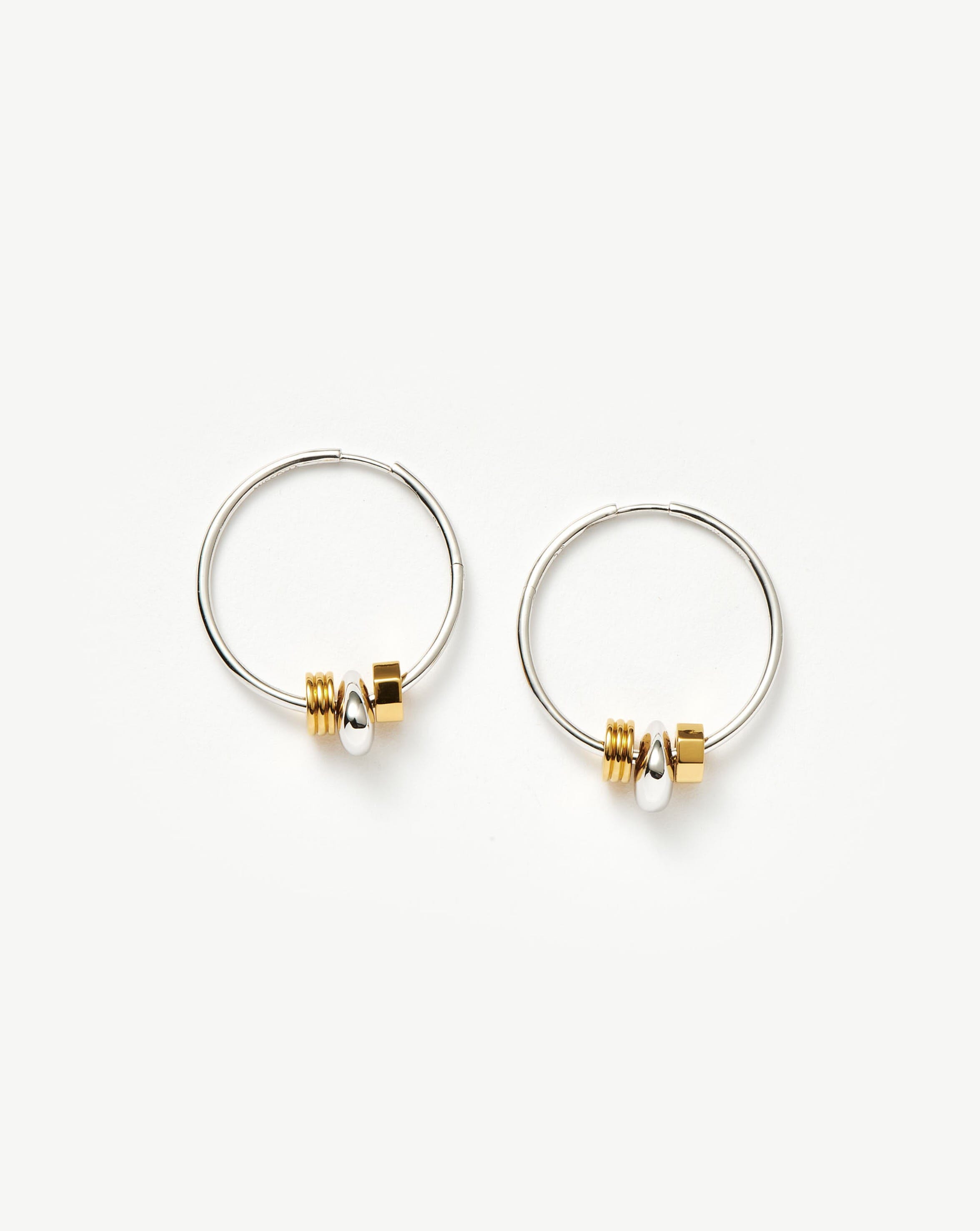 Abacus Beaded Medium Charm Hoop Earrings | 18k Recycled Gold Vermeil and Rhodium on Sterling Silver