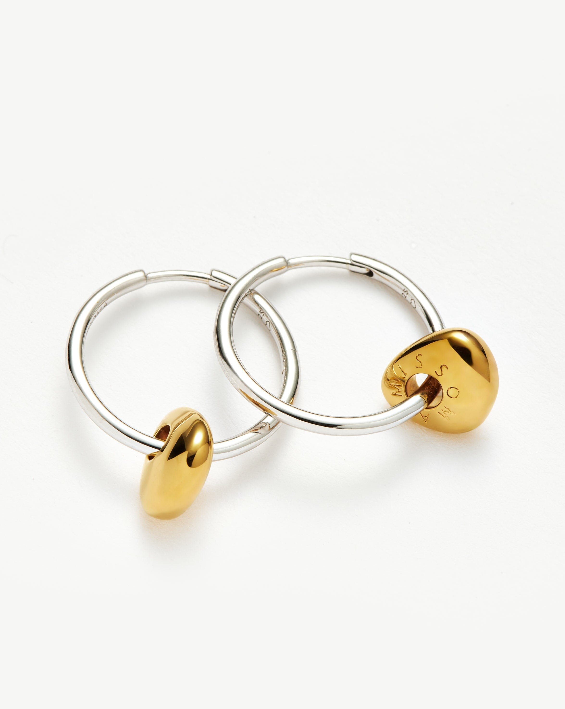 Abacus Nugget Small Charm Hoop Earrings | 18k Recycled Gold Vermeil and Rhodium on Sterling Silver