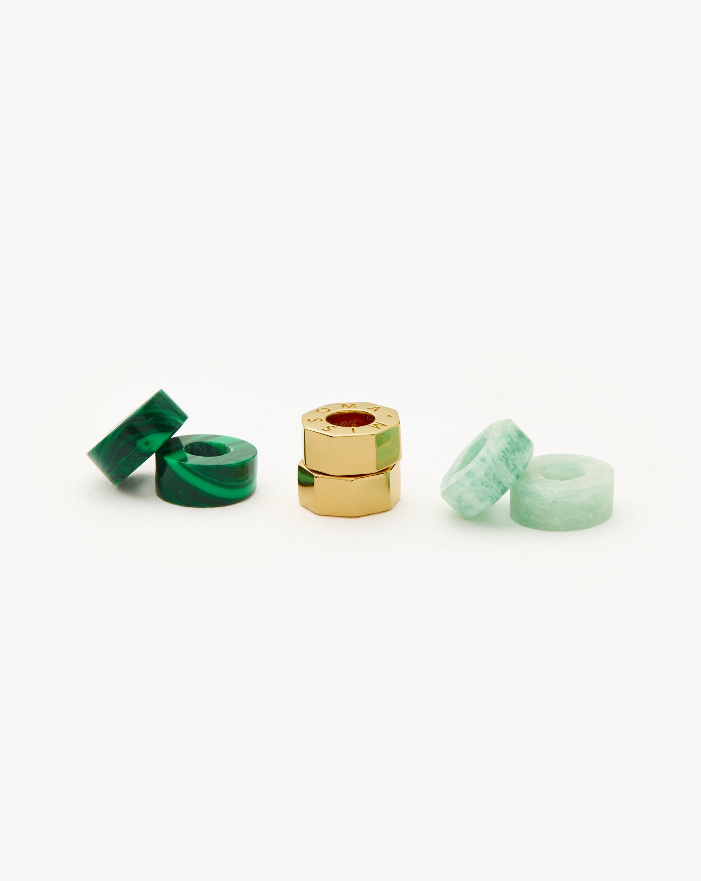 Abacus Gemstone Beaded Set | 18k Gold Plated/Amazonite & Malachite