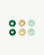 Abacus Gemstone Beaded Set | 18k Gold Plated/Amazonite & Malachite