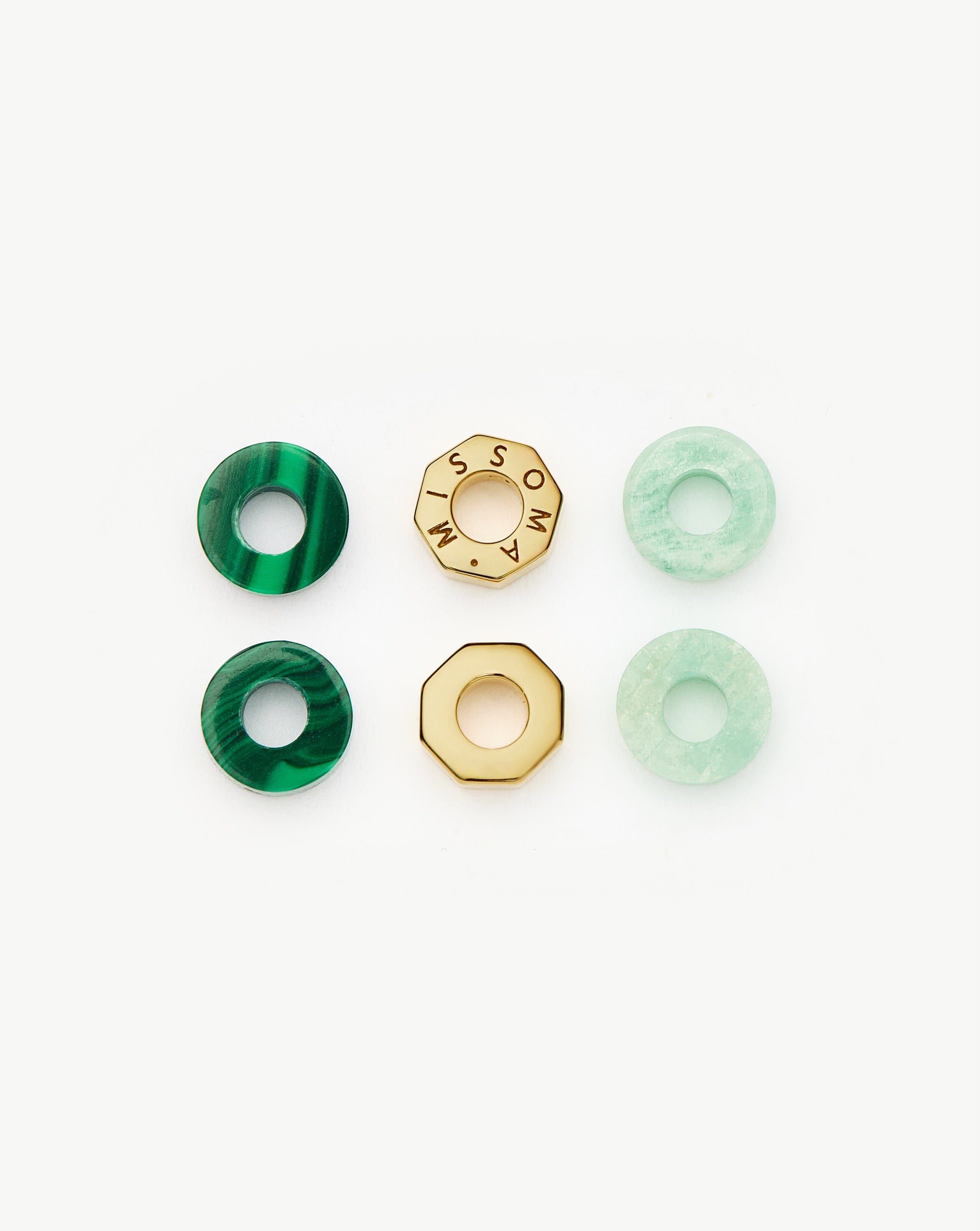 Abacus Gemstone Beaded Set | 18k Gold Plated/Amazonite & Malachite