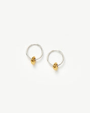 Abacus Nugget Small Charm Hoop Earrings | 18k Recycled Gold Vermeil and Rhodium on Sterling Silver