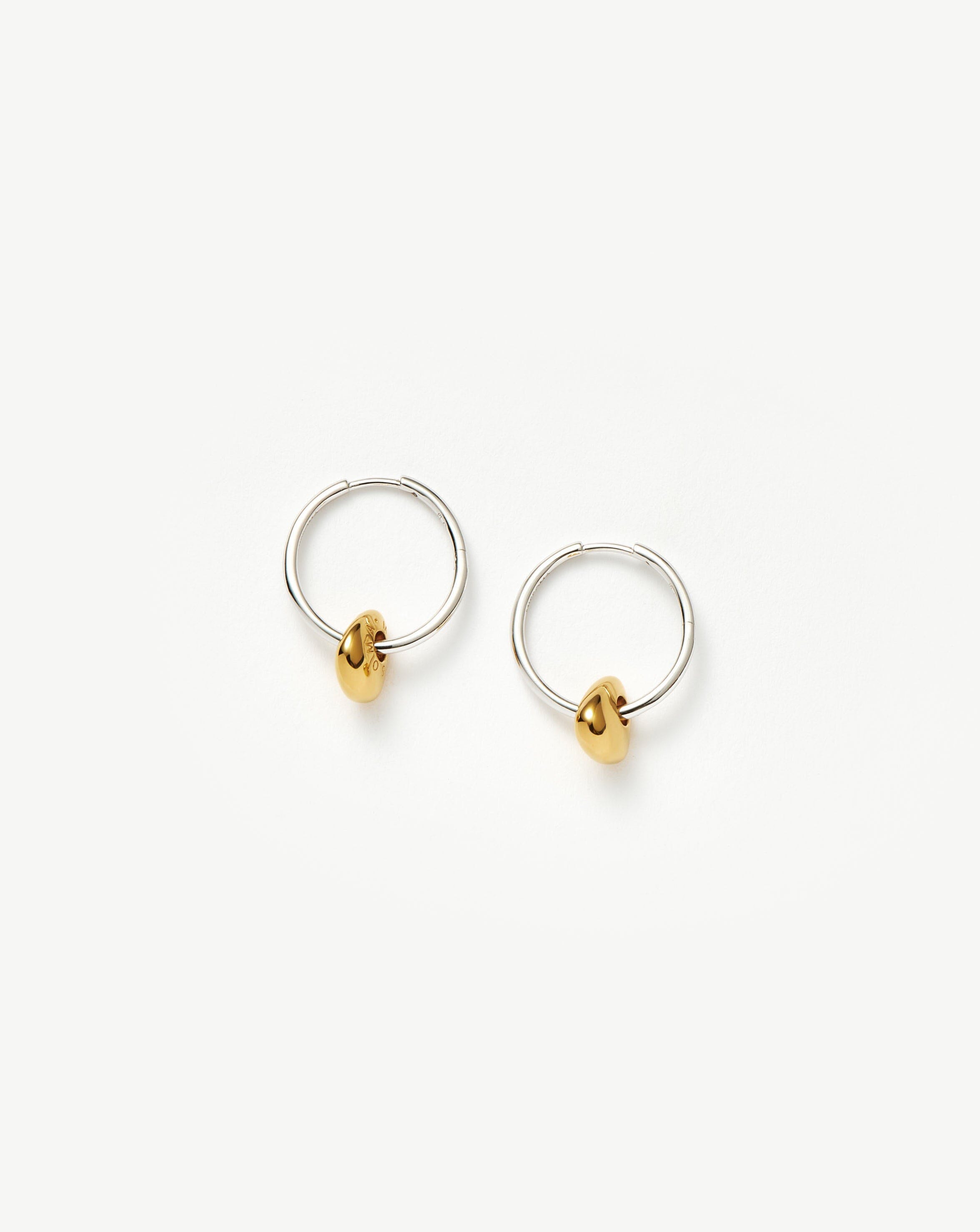 Abacus Nugget Small Charm Hoop Earrings | 18k Recycled Gold Vermeil and Rhodium on Sterling Silver