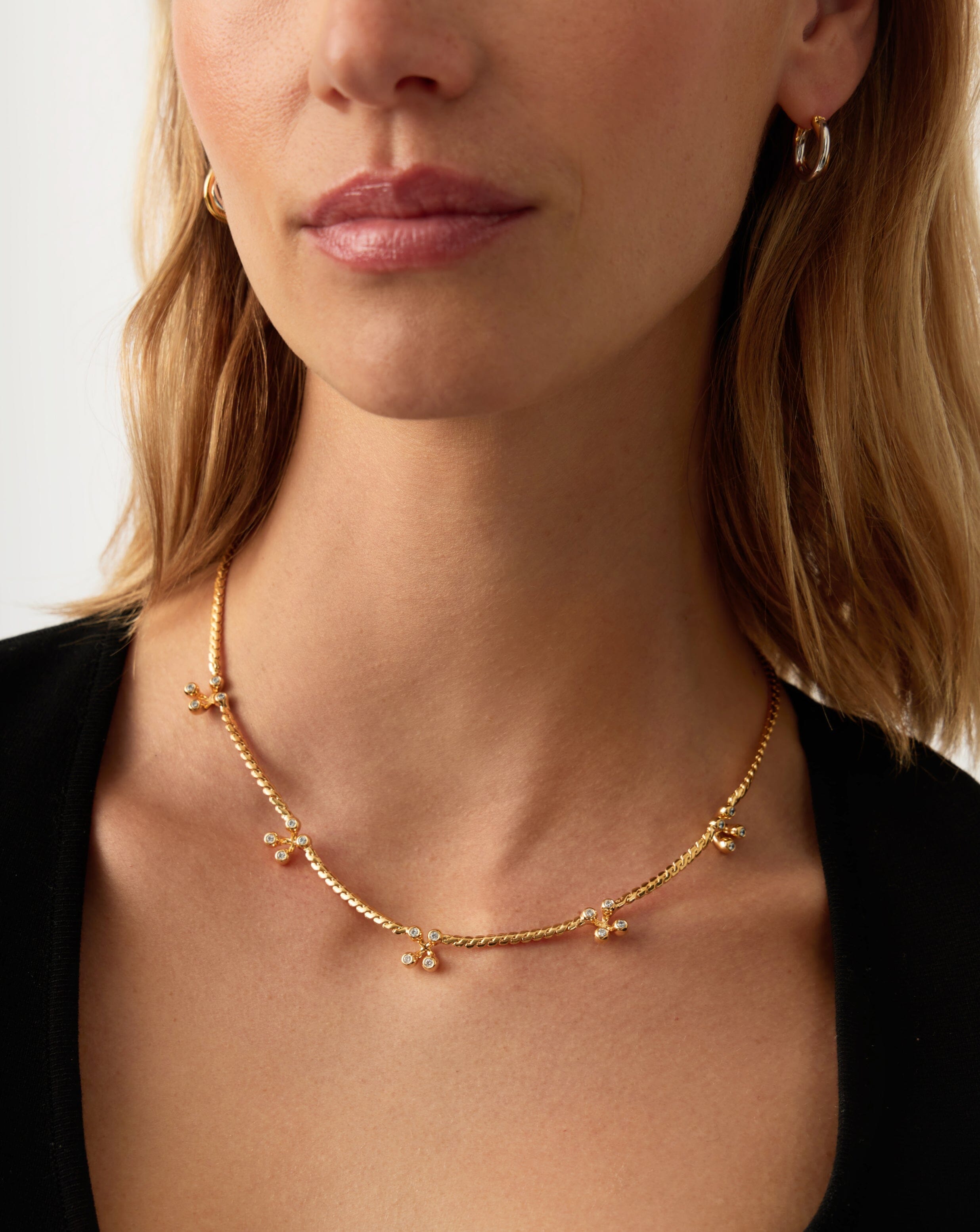 Atom Charm Necklace | 18k Gold Plated Cubic Zirconia