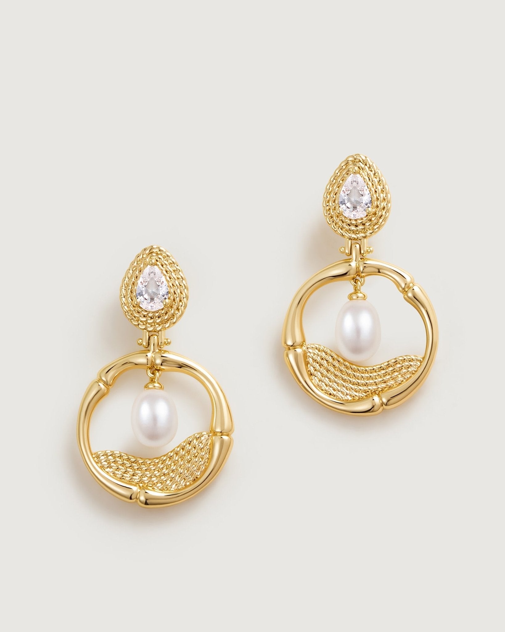 Bamboo Drop Pearl Earring