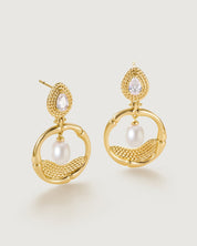 Bamboo Drop Pearl Earring