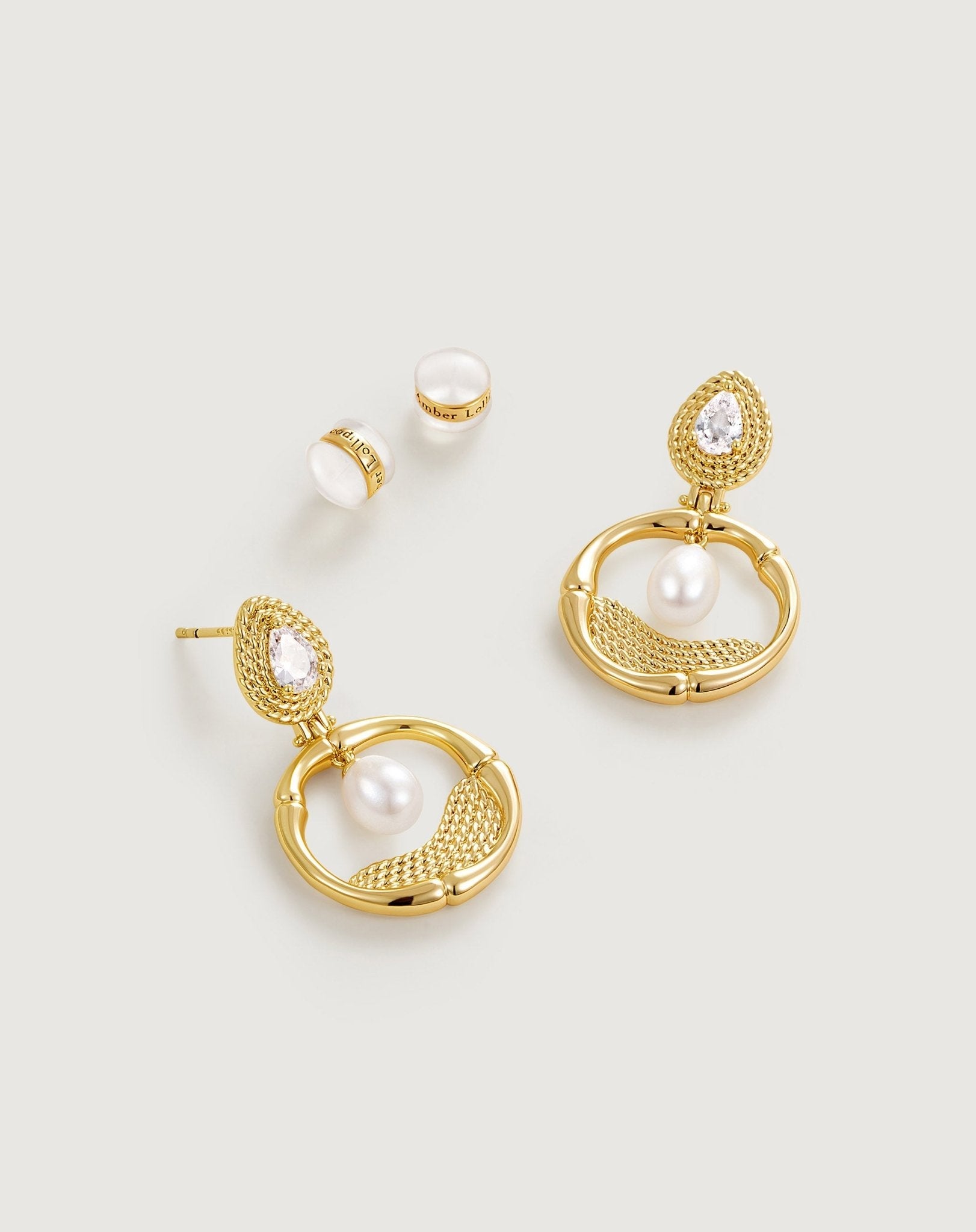 Bamboo Drop Pearl Earring