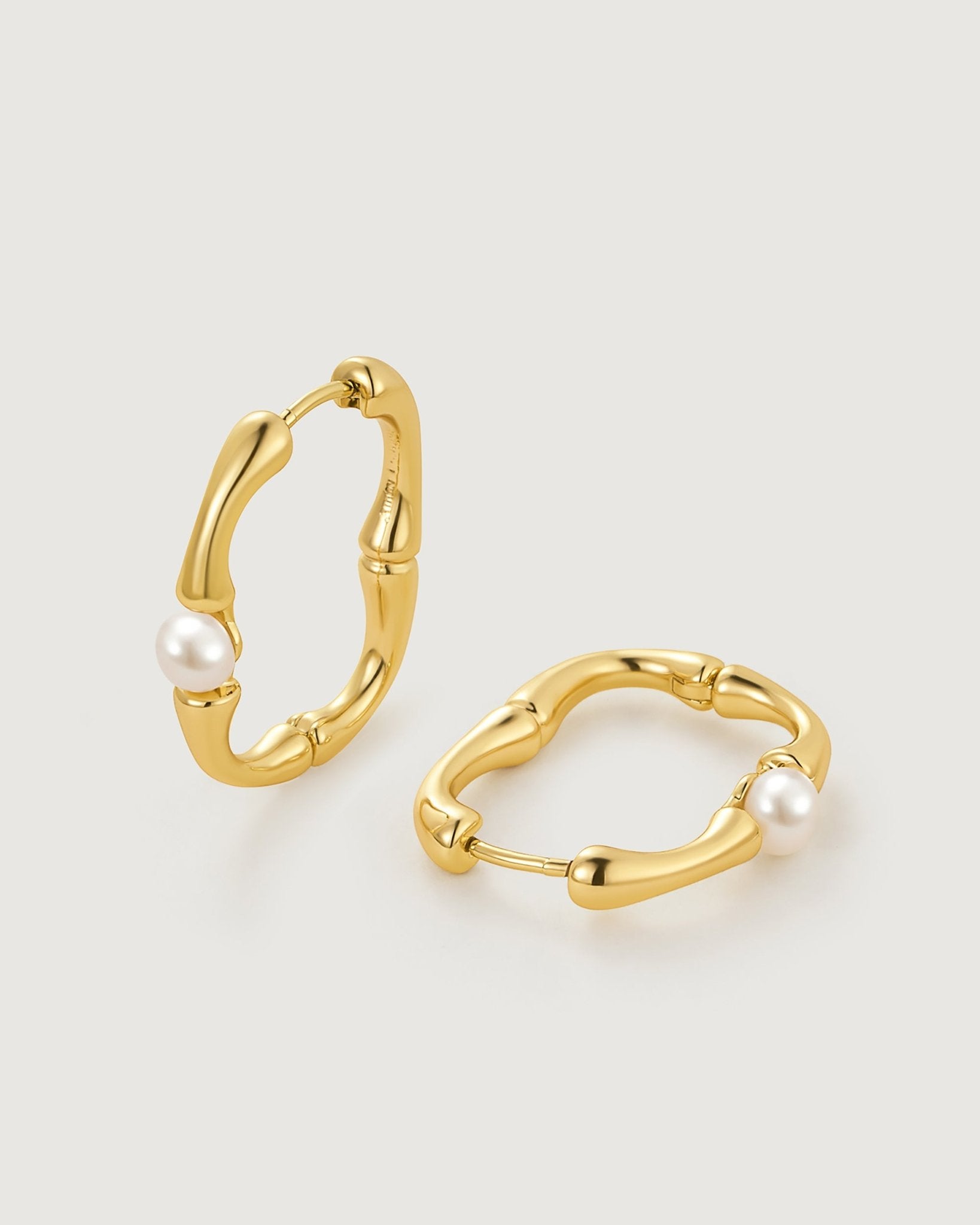 Bamboo Hoop Pearl Earring