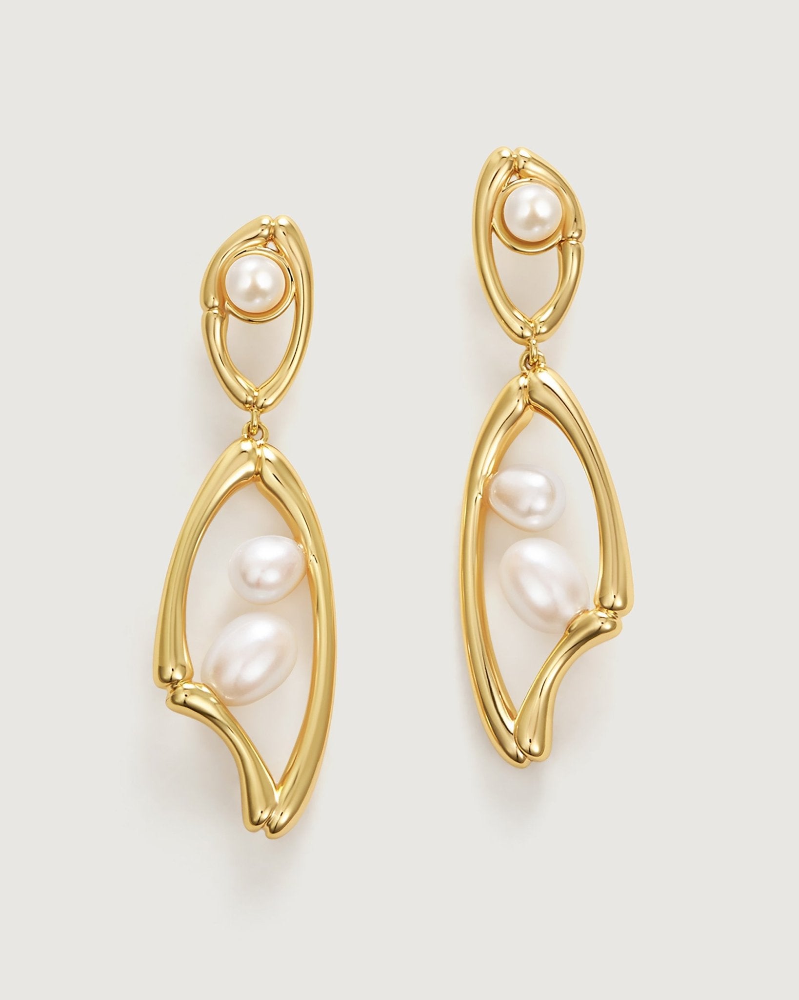 Bamboo Stud Pearl Earring