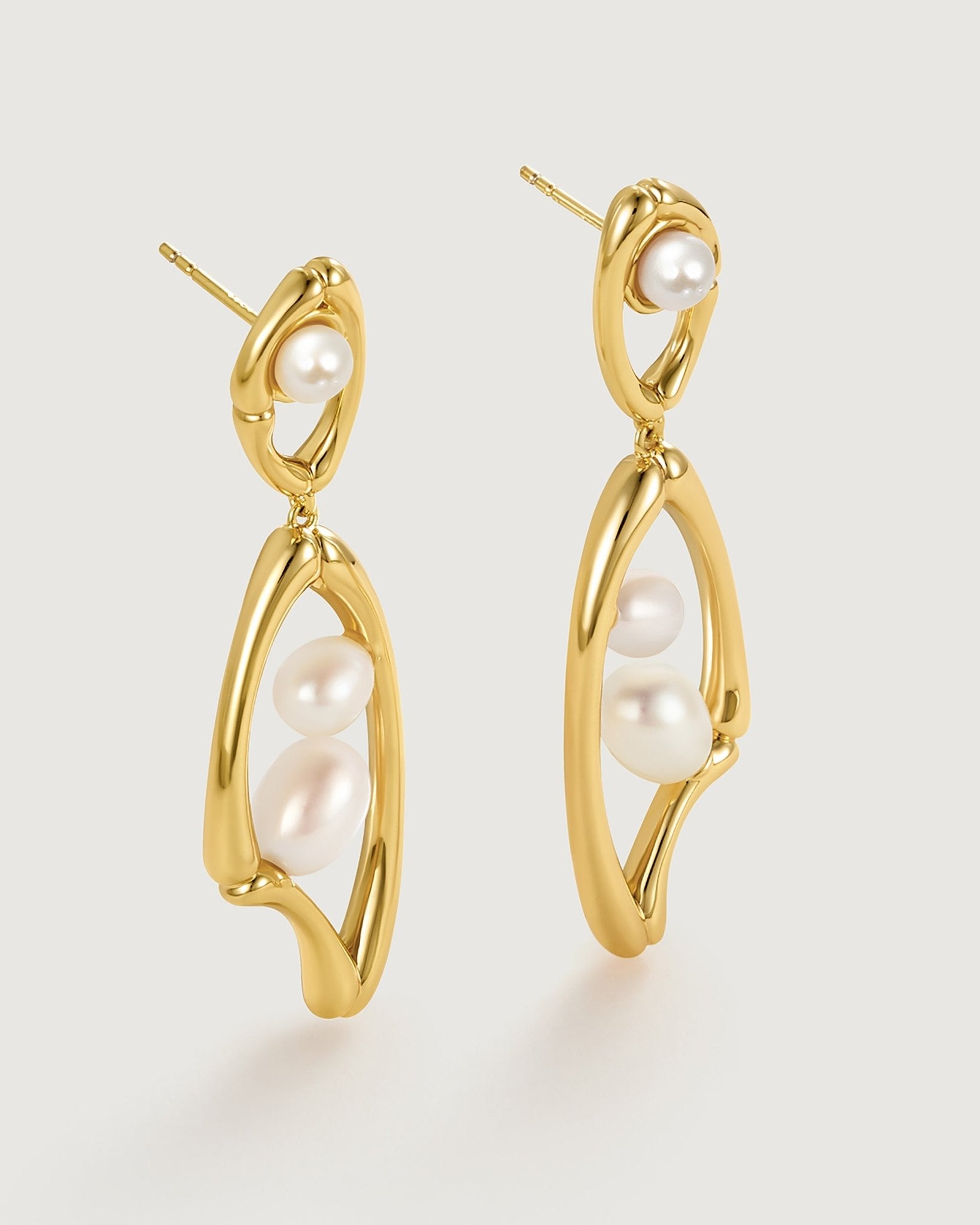 Bamboo Stud Pearl Earring