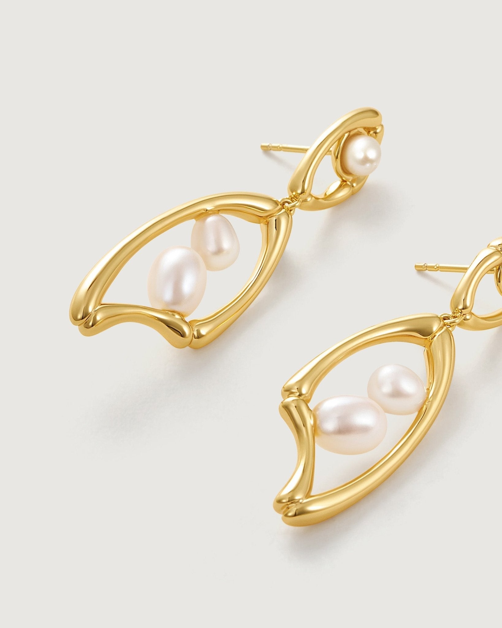 Bamboo Stud Pearl Earring