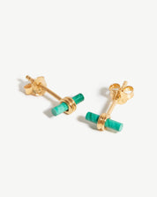 Bar Stud Earrings | 18k Gold Vermeil/Malachite