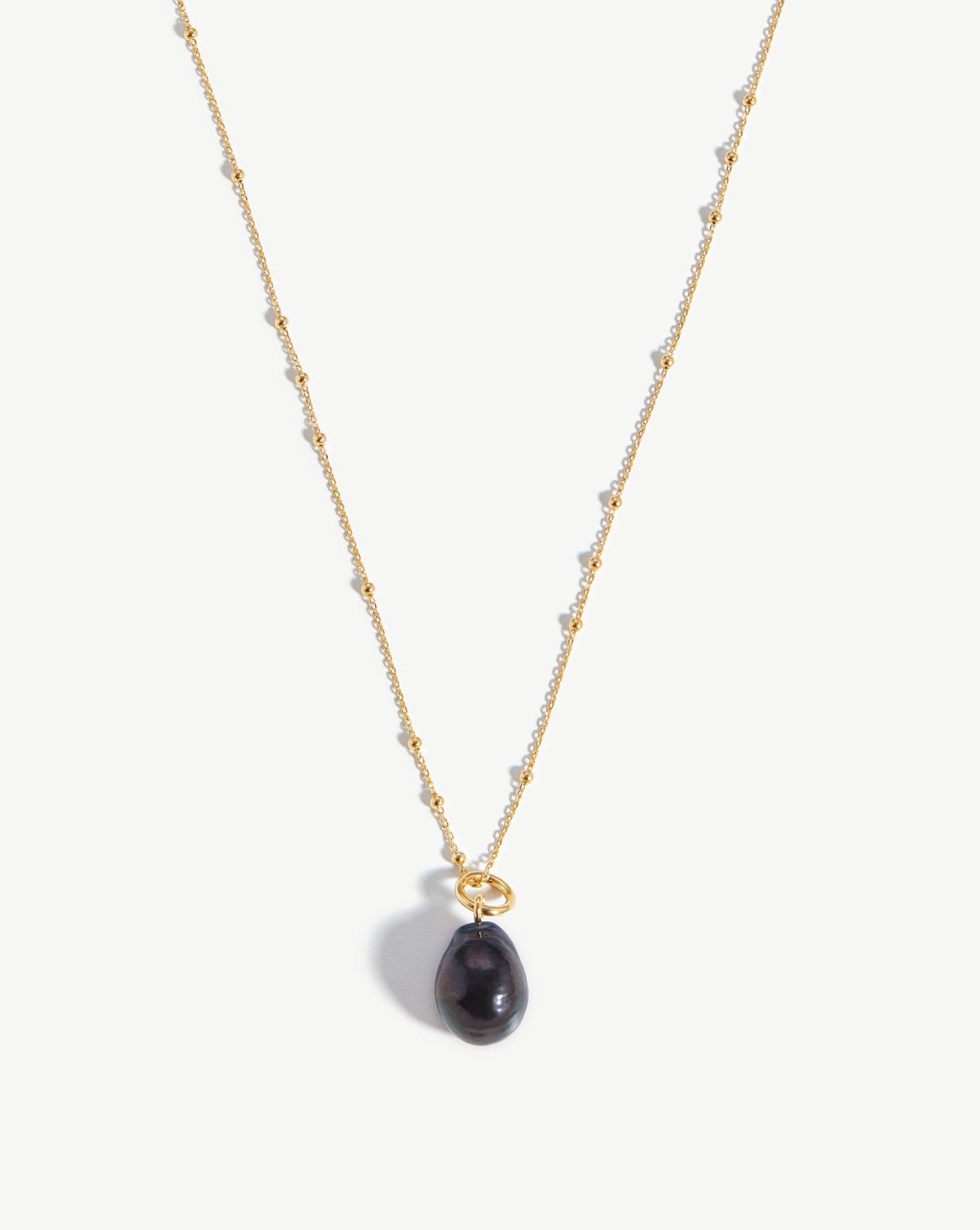 Baroque Pearl Chain Necklace | 18k Gold Vermeil/Grey Pearl