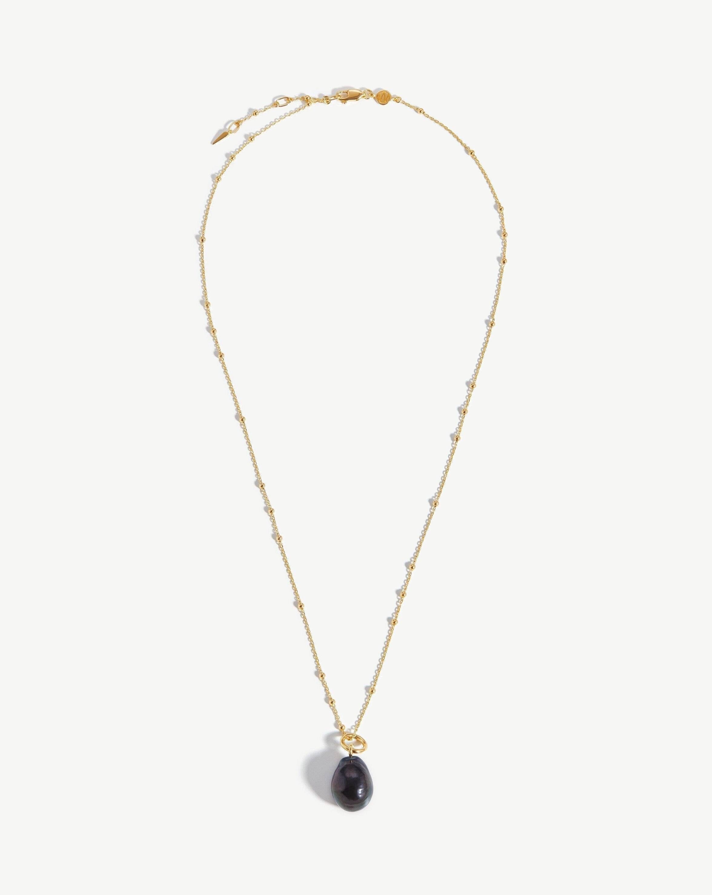 Baroque Pearl Chain Necklace | 18k Gold Vermeil/Grey Pearl