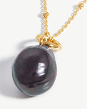 Baroque Pearl Chain Necklace | 18k Gold Vermeil/Grey Pearl