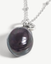 Baroque Pearl Chain Necklace | Sterling Silver/Grey Pearl