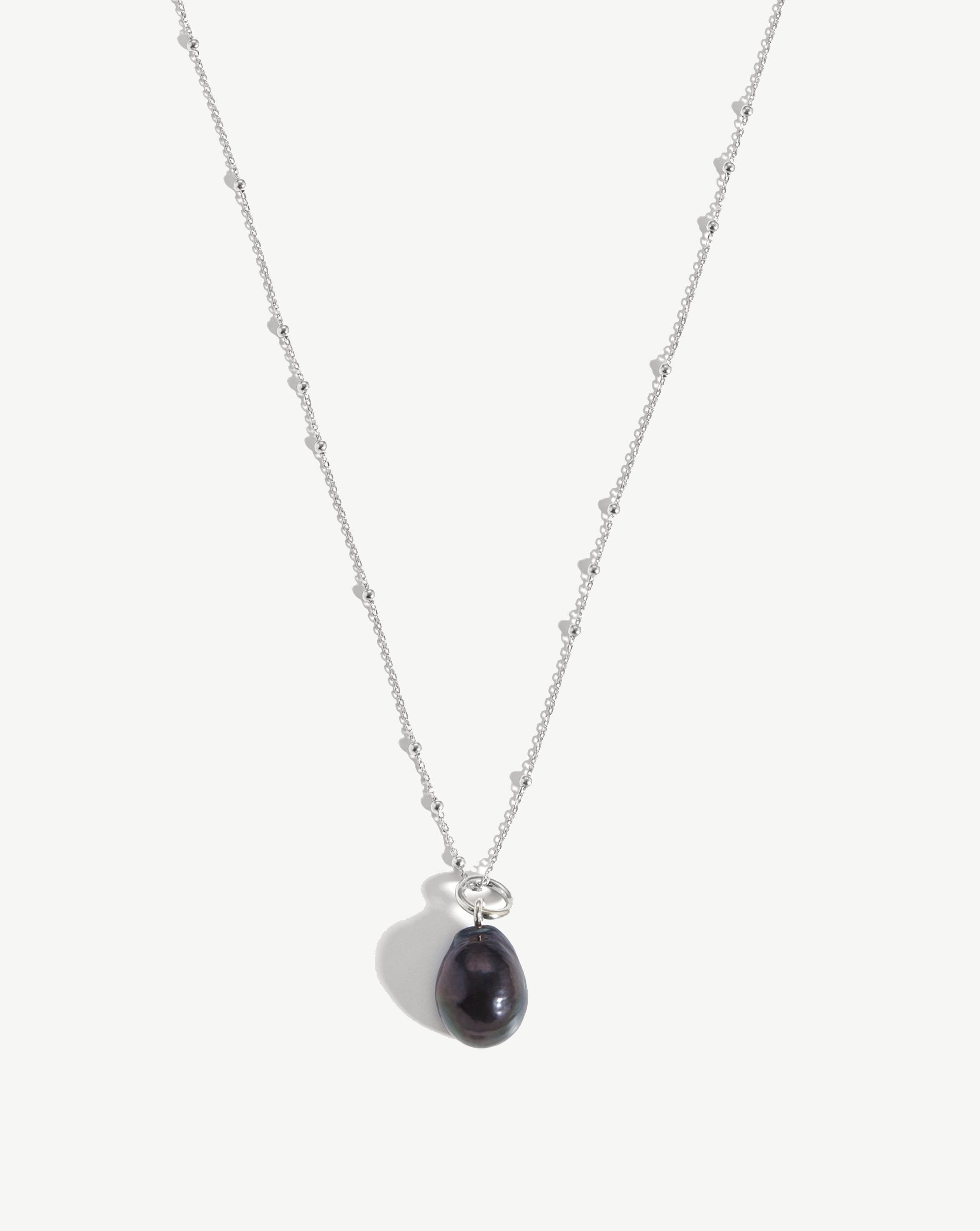 Baroque Pearl Chain Necklace | Sterling Silver/Grey Pearl