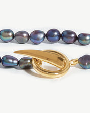 Baroque Pearl Claw T-Bar Necklace | 18k Gold Vermeil/Peacock Pearl