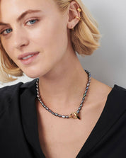 Baroque Pearl Claw T-Bar Necklace | 18k Gold Vermeil/Peacock Pearl